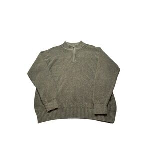 RedHead Brand Co Mens Large Olive Green Quarter Zip Textured Knit Sweater Cotton